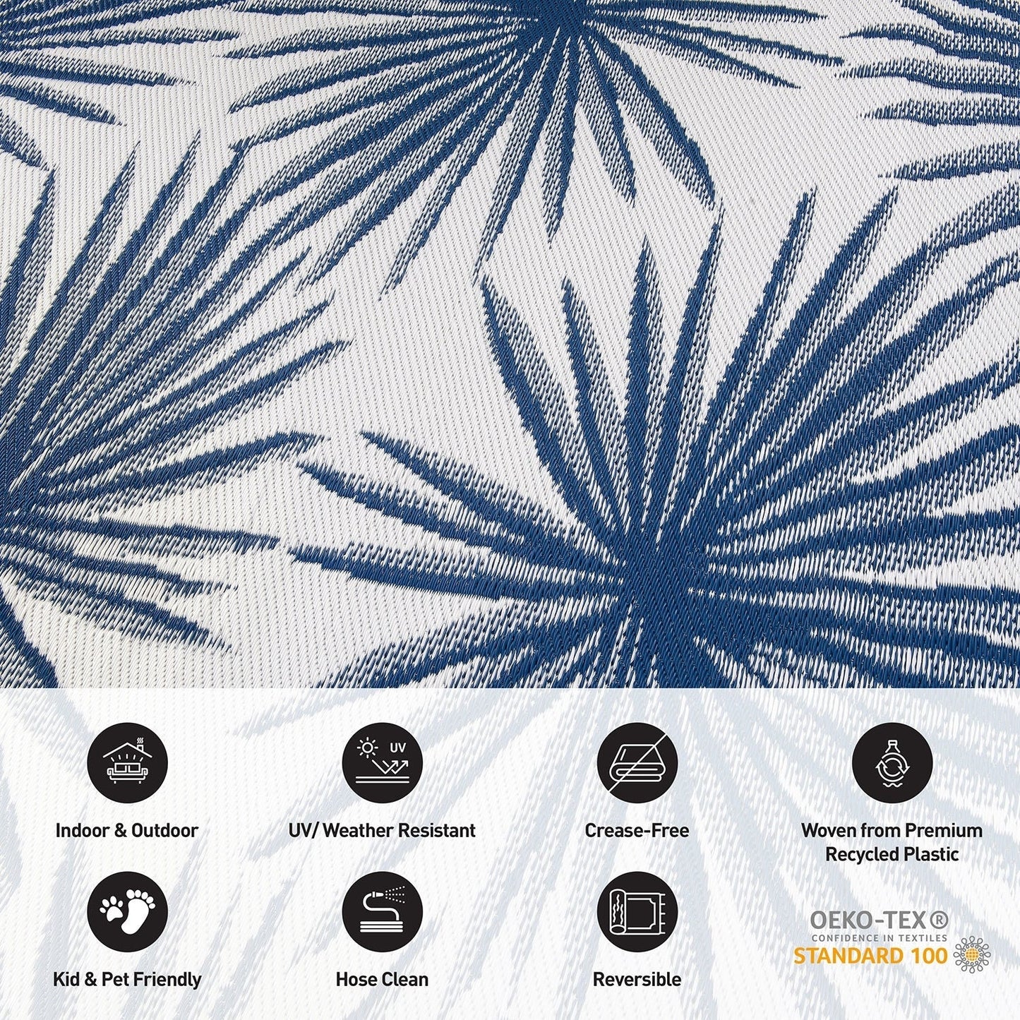 World Rug Gallery Floral Tropical Reversible Recycled Plastic Outdoor Rugs