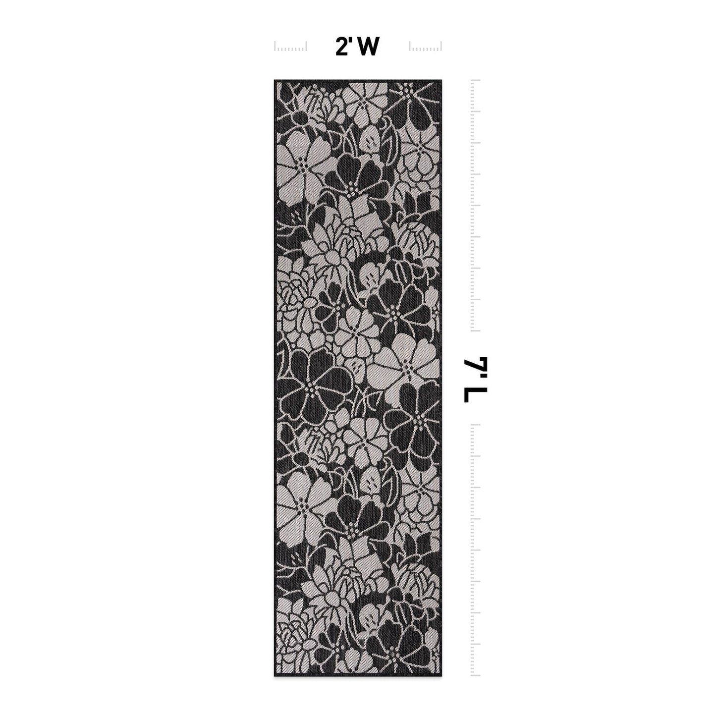 World Rug Gallery Modern Floral Flowers Textured Flat Weave Indoor/Outdoor Area Rug