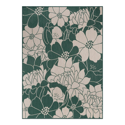 World Rug Gallery Modern Floral Flowers Textured Flat Weave Indoor/Outdoor Area Rug