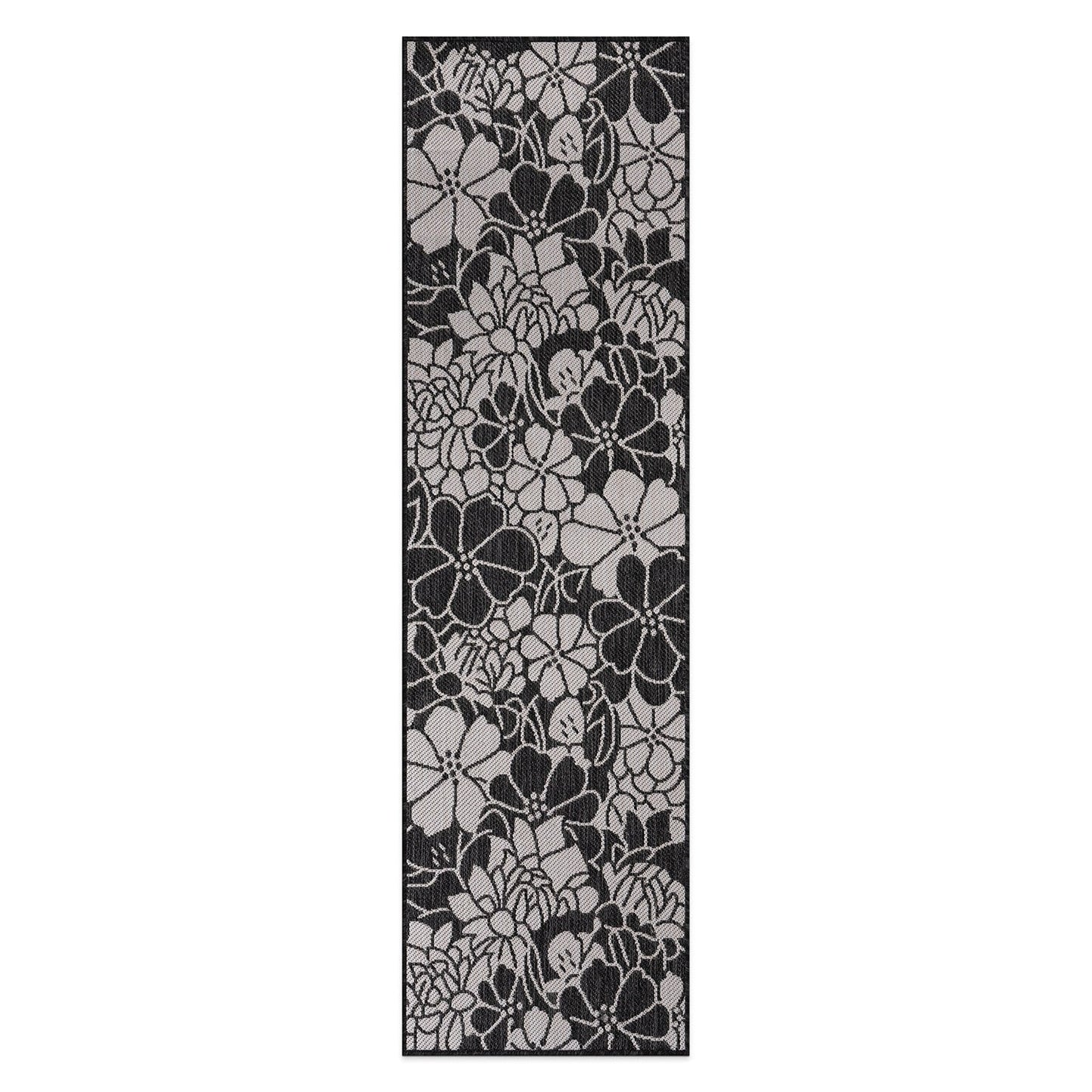 World Rug Gallery Modern Floral Flowers Textured Flat Weave Indoor/Outdoor Area Rug