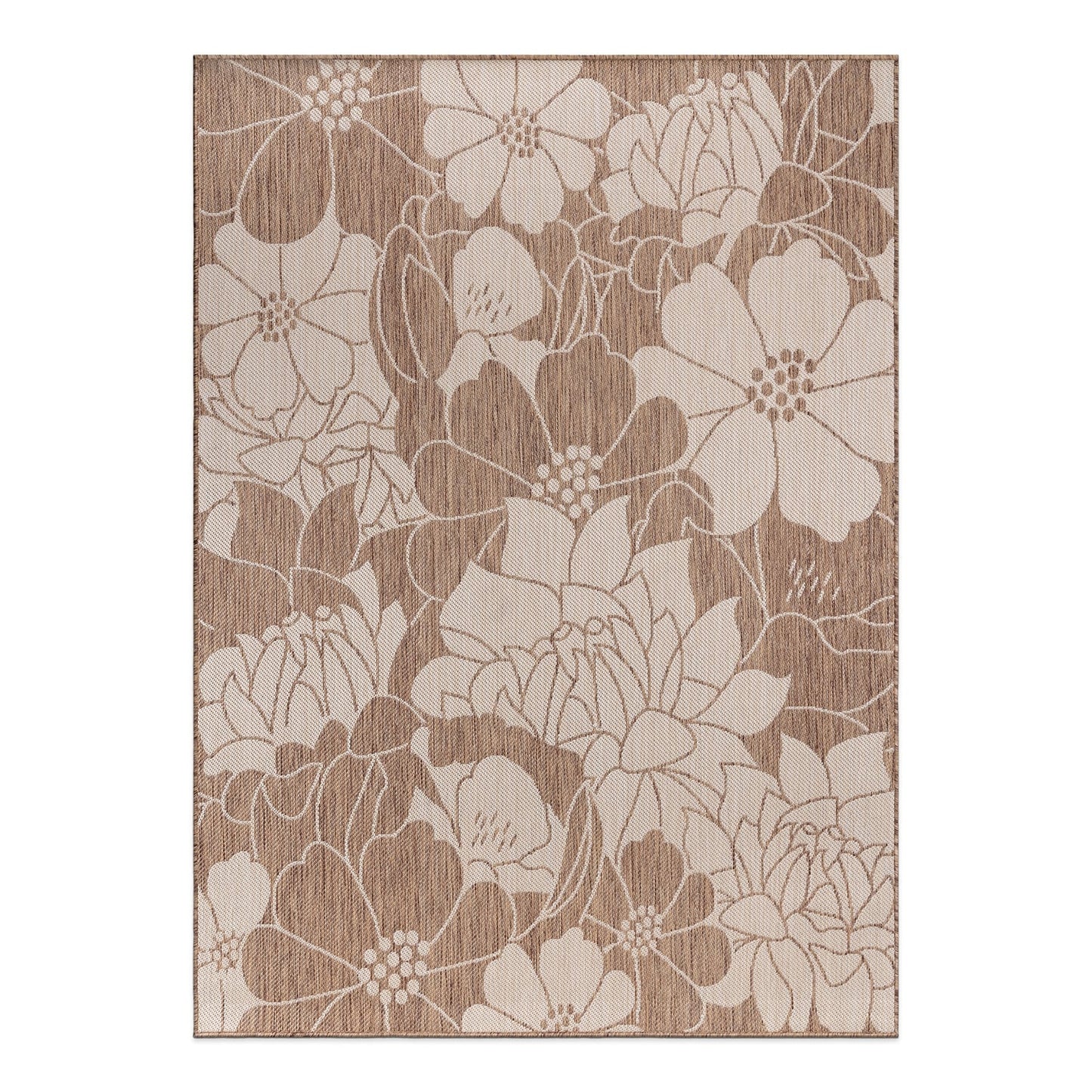 World Rug Gallery Modern Floral Flowers Textured Flat Weave Indoor/Outdoor Area Rug
