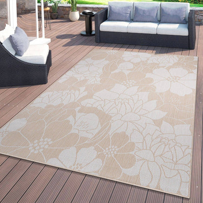 World Rug Gallery Modern Floral Flowers Textured Flat Weave Indoor/Outdoor Area Rug