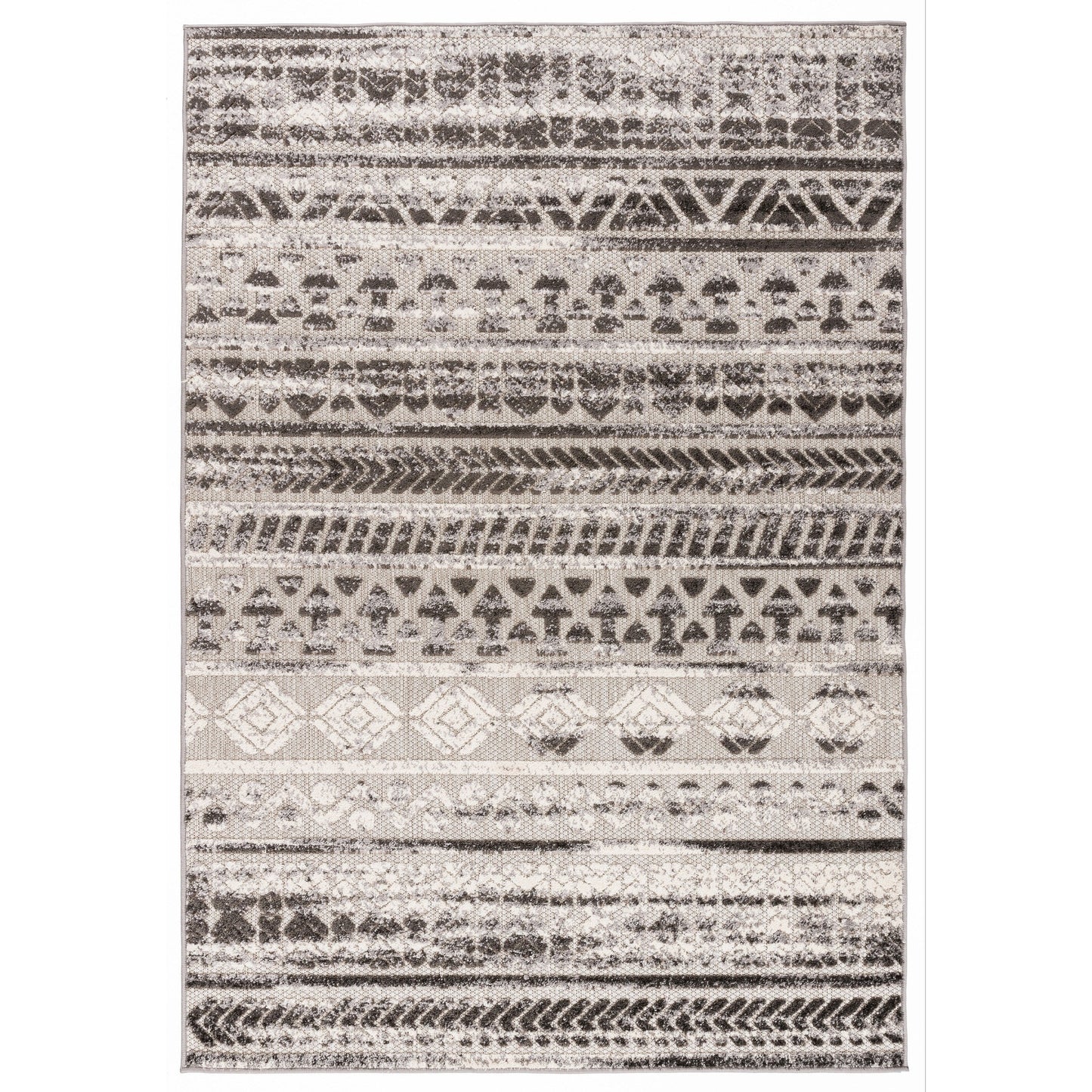 World Rug Gallery Modern Stripes Faded Geometric Indoor/Outdoor Area Rug