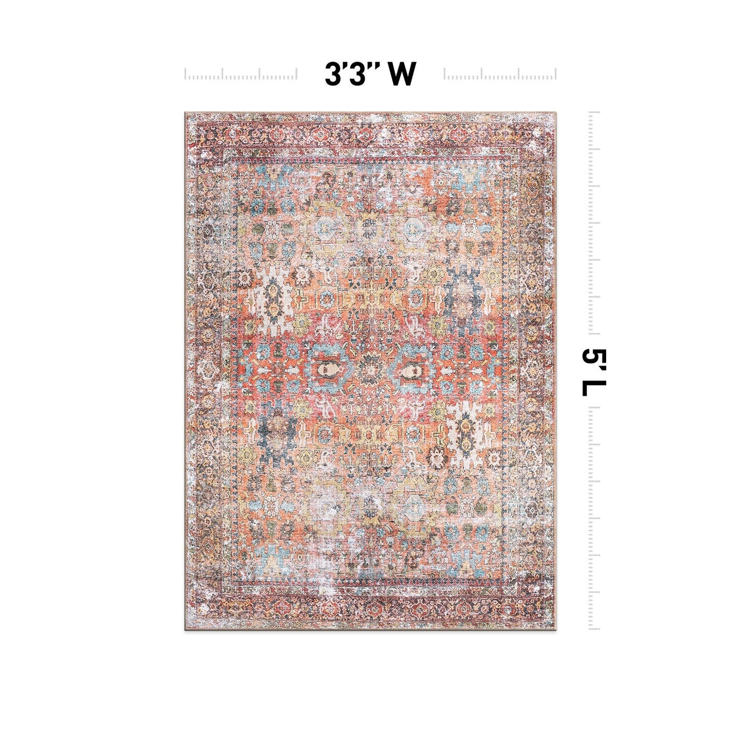 World Rug Gallery Transitional Distressed Machine Washable Non Slip Area Rug
