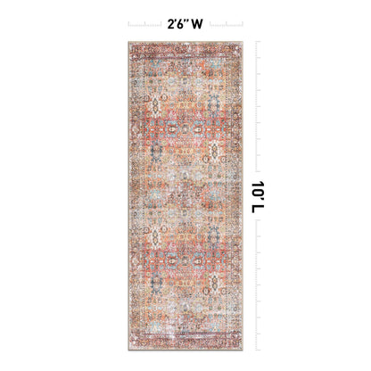 World Rug Gallery Transitional Distressed Machine Washable Non Slip Area Rug