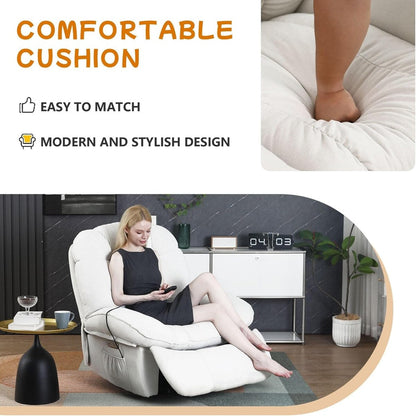 Fauteuil inclinable pivotant électrique XINMICS, fauteuils inclinables à bascule massants avec chauffage, USB, USB-C et poche latérale