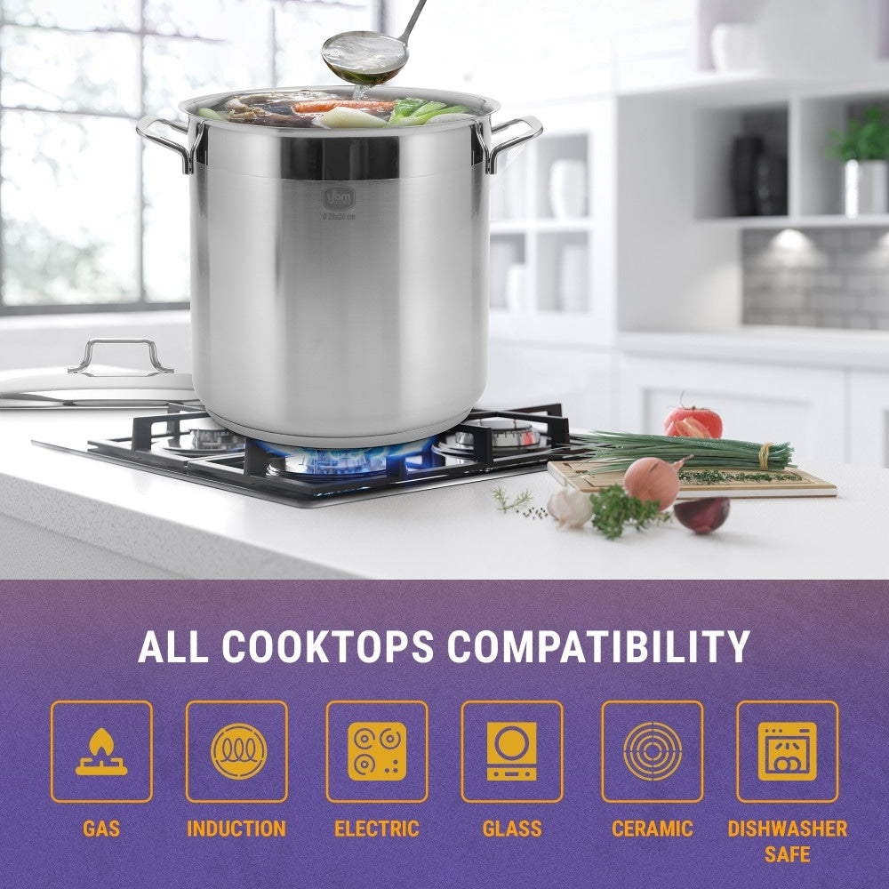 YBM Home Professional Chef's 18/10 Stainless Steel Stock Pot, Induction Compatible