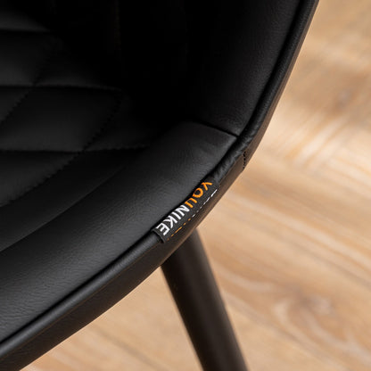 Ensemble de 2 chaises de salle à manger modernes sans accoudoirs, revêtues de cuir.