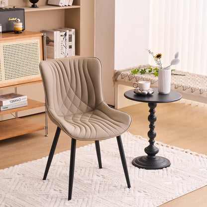 Ensemble de 2 chaises de salle à manger modernes sans accoudoirs, revêtues de cuir.