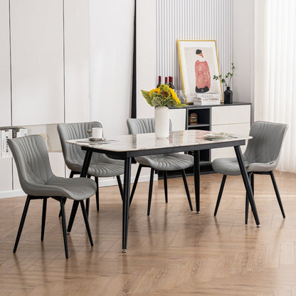 Ensemble de 2 chaises de salle à manger modernes sans accoudoirs, revêtues de cuir.