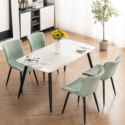 Ensemble de 2 chaises de salle à manger modernes sans accoudoirs, revêtues de cuir.