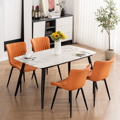 Ensemble de 2 chaises de salle à manger modernes sans accoudoirs, revêtues de cuir.