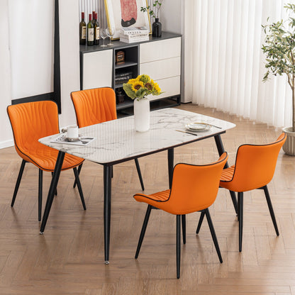 Ensemble de 2 chaises de salle à manger modernes sans accoudoirs, revêtues de cuir.