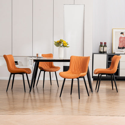 Ensemble de 2 chaises de salle à manger modernes sans accoudoirs, revêtues de cuir.