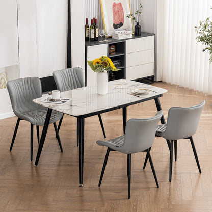 Ensemble de 2 chaises de salle à manger modernes sans accoudoirs, revêtues de cuir.