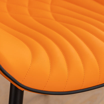 Ensemble de 2 chaises de salle à manger modernes sans accoudoirs, revêtues de cuir.