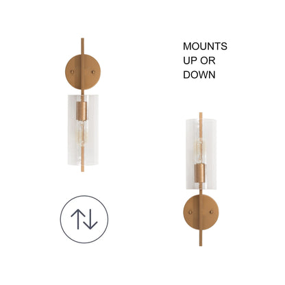 Zenith Modern Farmhouse Cylinder Seeded Glass Transitional Bathroom Wall Sconce