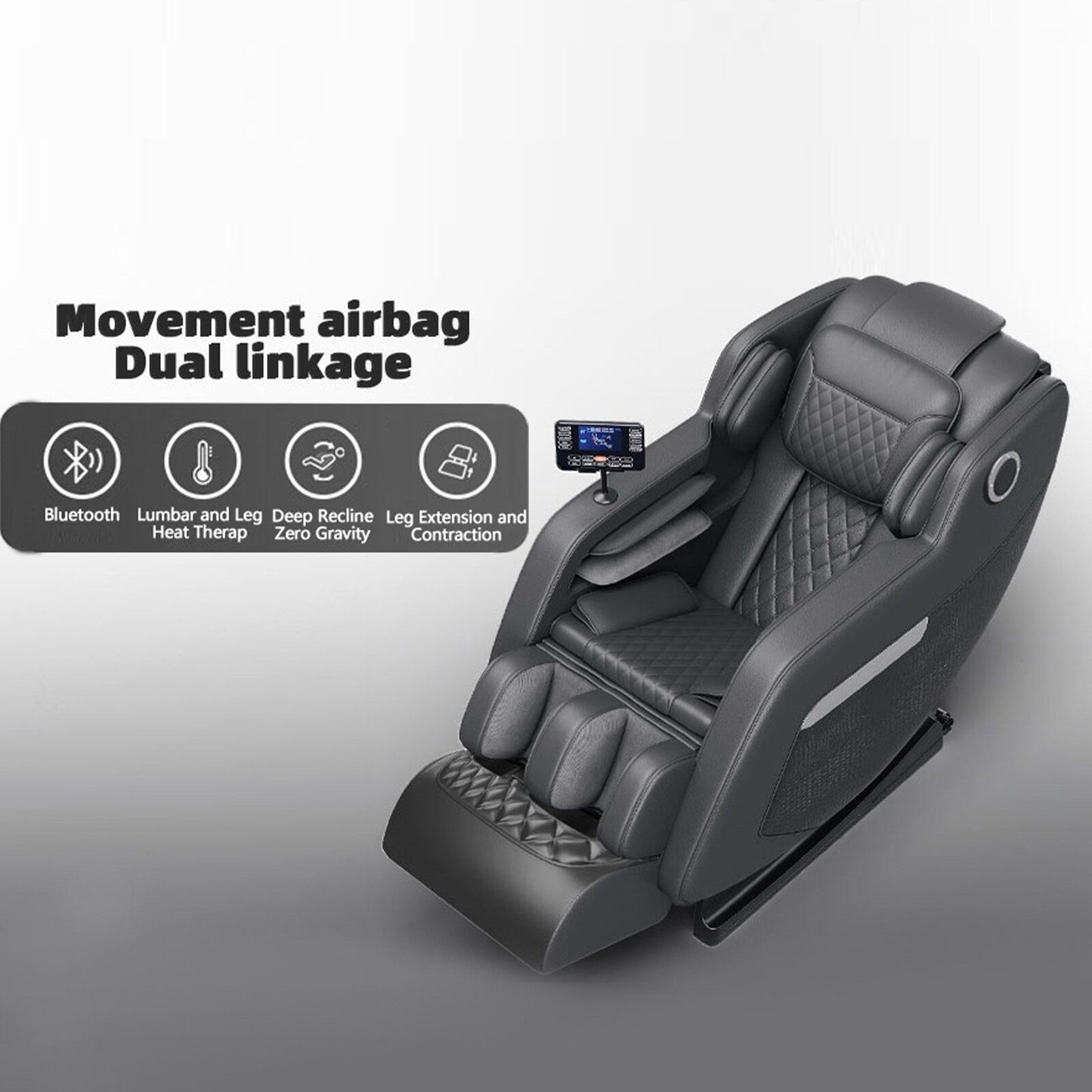 Fauteuil inclinable de massage à gravité zéro avec massage complet du corps, chauffage et audio Bluetooth intégré