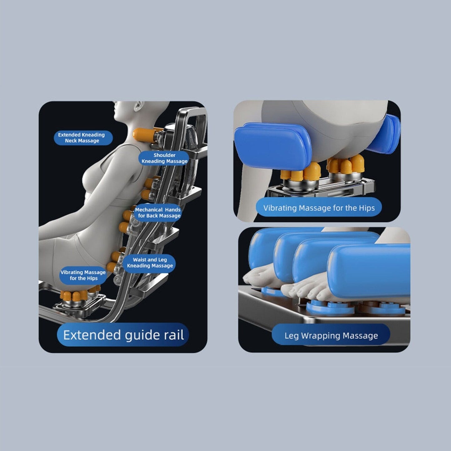 Fauteuil inclinable de massage à gravité zéro avec massage complet du corps, chauffage et audio Bluetooth intégré