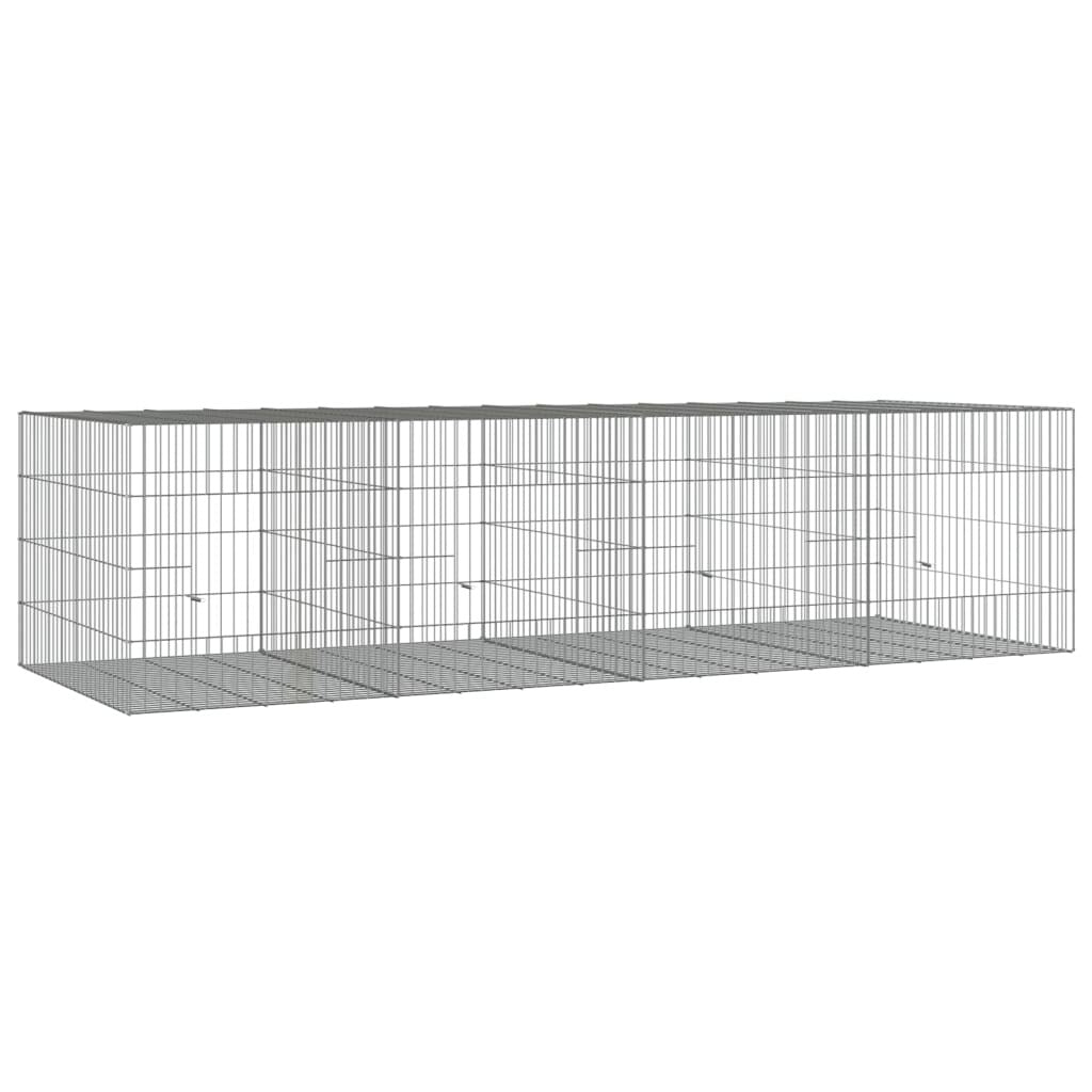 vidaXL 3-Panel Rabbit Cage Animal Hutch Playpen Enclosure Galvanized Iron