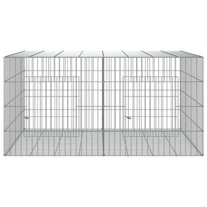 vidaXL 3-Panel Rabbit Cage Animal Hutch Playpen Enclosure Galvanized Iron